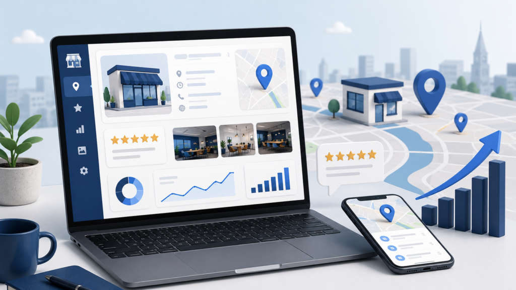 Google Business Profile-optimering med virksomhedsprofil, anmeldelser, kortplaceringer og lokal synlighed